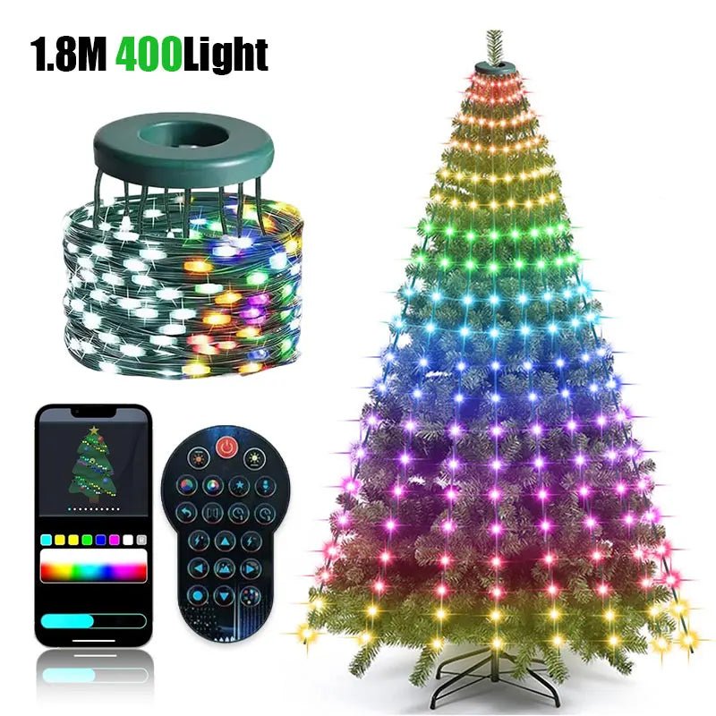 Smart Christmas Tree 2.1M – 400 LED RGB Fairy Lights with Remote & App Control - silverfoxgoods